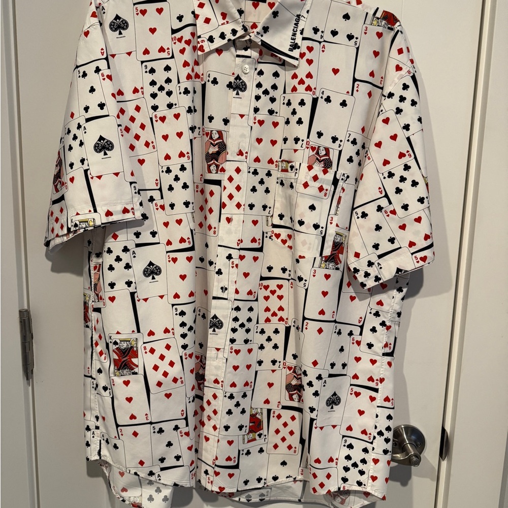 Balenciaga White Playing Card Print Men's Shirt